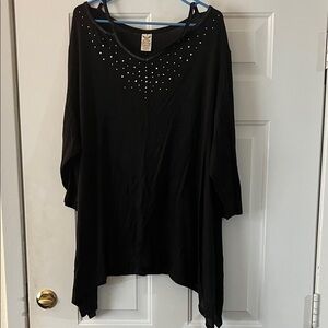Faded Glory Black Tunic with Embellished Neckline